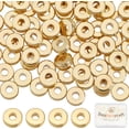 thumbnail image 1 of 100 cuentas espaciadoras redondas planas de 6 mm, chapadas en oro de 24 quilates, sueltas, para hacer joyas, pulseras, collares y manualidades., 1 of 9