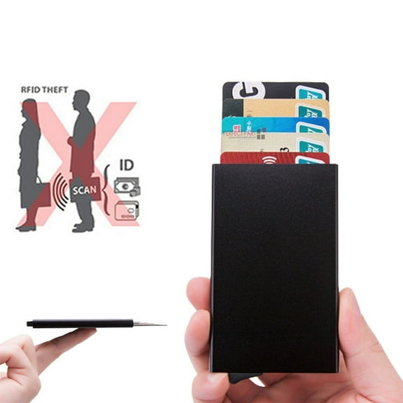 Men's RFID Blocking Slim Wallet, Carbon Fiber & Stainless Steel Money Clip Card Holder for Credit Cards and ID