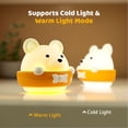 thumbnail image 4 of pequeña luz de noche Cute Bear Baby Night Light Lámpara de noche para bebés Kids Night Lights para dormitorio Cold Warm Light 10 Brillo ajustable Batería incorporada con control remoto Abanopi pequeña luz de noche, 4 of 7