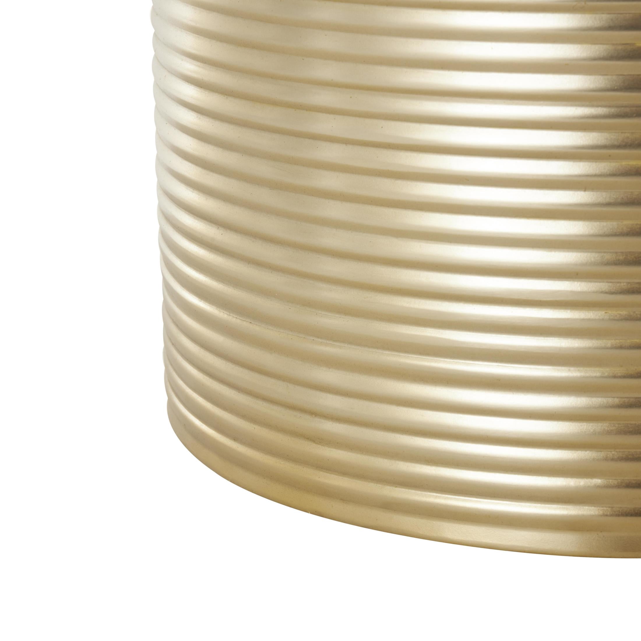 DecMode 18" x 24" Gold Metal Metallic Ribbed Drum Accent Table, 3-Pieces
