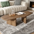 thumbnail image 4 of MDAQMD 47.2" Abstract Shaped Coffee Table,Ash Wood Veneer Minimalist Center Table, Walnut Coffee Table,Mid Century Modern Coffee Table for Living Room, 4 of 9