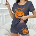 thumbnail image 7 of Qepwscx Women's Pajamas Sets 2 Piece Halloween Crew Neck Short Sleeve Sleepwear Pjs + Elastic Waist Shorts Lightweight Shirt Graphic Tops Pajama Sets Summer Going Out Outfits Loungewear M-XL, 7 of 7