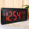 thumbnail image 4 of Led Wall Clock,Large Digital Wall Clock ,3 Level Dimmer Brightness, Led Clock with Indoor Temperature and Humidity, Wall Mount and Foldable Stand , Red, 4 of 8
