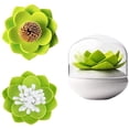 thumbnail image 3 of Q-Tips Holder Cotton Swab Organizer Lotus Shape Swab Cosmetic Storage Bathroom Decor, Green, 3 of 6