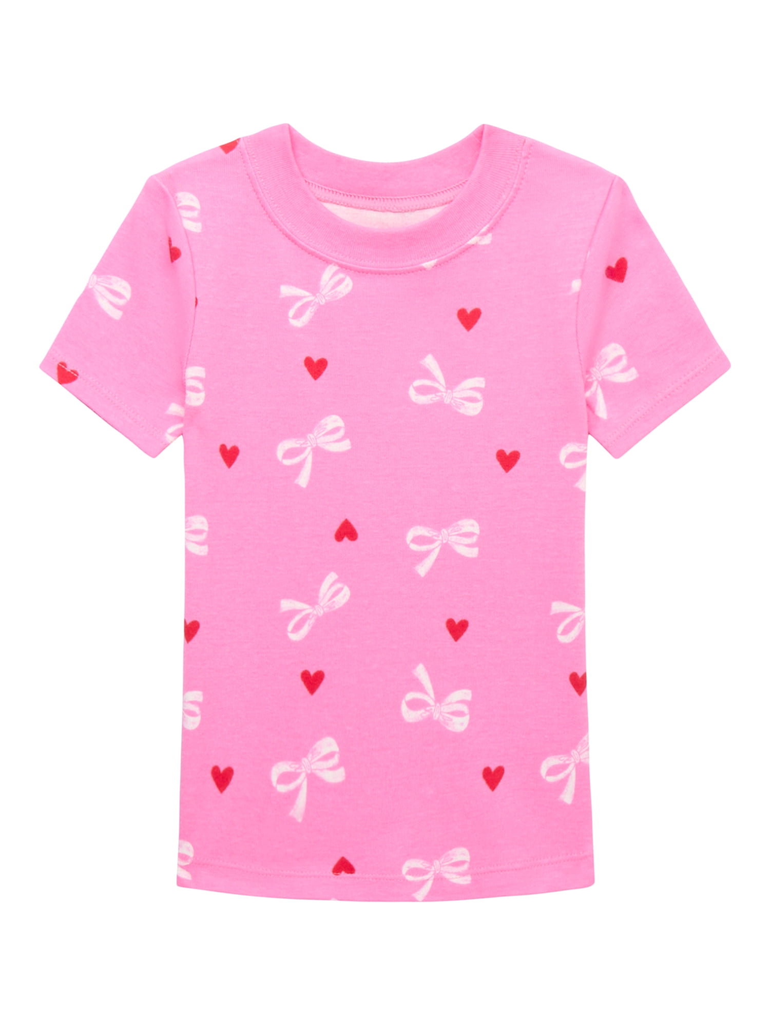 Wonder Nation Toddler Girls Cotton Sleep Tee and Pants Snug Fit Pajama Set, 6-Piece, Sizes 12M-5T