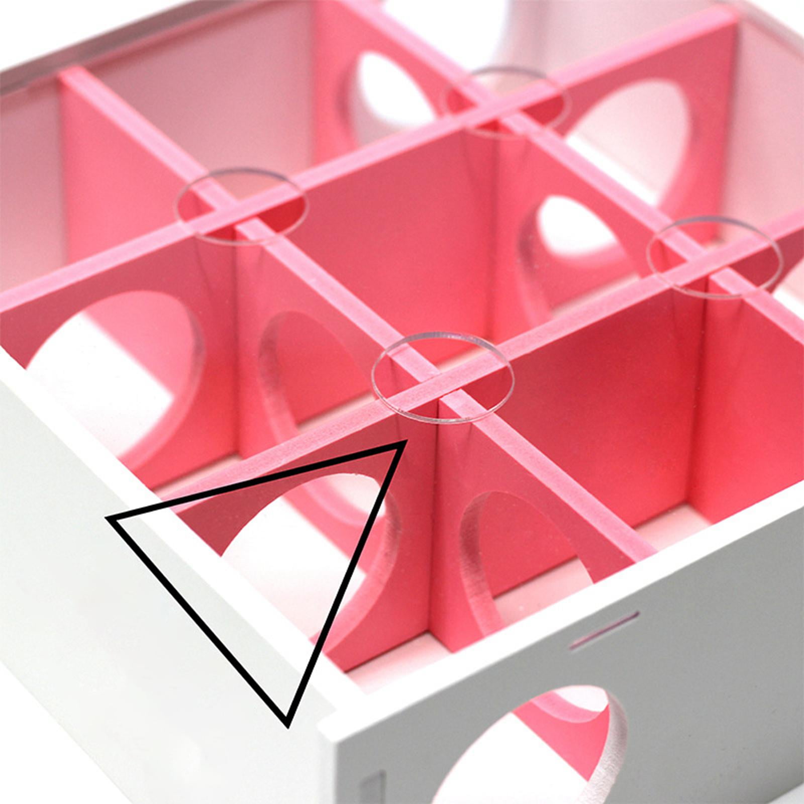 Wooden Maze Tunnel Toy with Transparent Acrylic Cover, Small Animals Gerbil Labyrinth Dwarf Hamster toys , Pink, 21x20x7.5cm