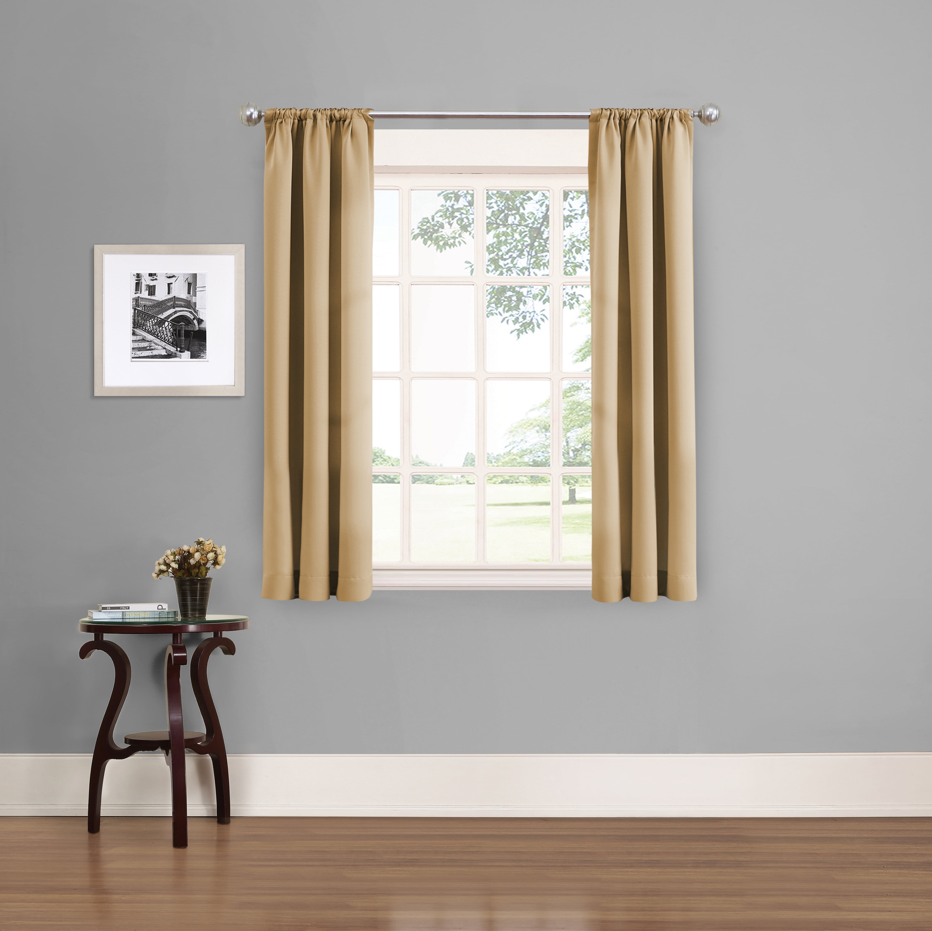 (3 pack) Eclipse Phoenix Solid Blackout Curtains, 63 Inch Long, Set of 2, Wheat, 37" W x 63" L