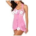 thumbnail image 4 of Atogsazn Lingerie for Women V Neck Nightwear Satin Sleepwear Lace Chemise Mesh Nightdress Chemise Nightie A-Pink XXXL on Clearance, 4 of 7