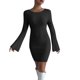 thumbnail image 1 of Vestido sexy sin espalda de color liso para mujer: mangas acampanadas, tejido de poliéster, ajuste ceñido, ideal para fiestas y discotecas, 1 of 6