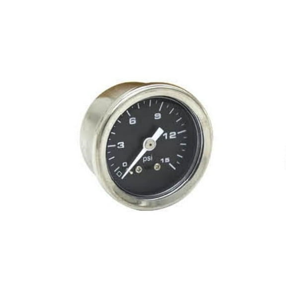 Bous Performance 1.5 in. 0-15 PSI Black Face Gauge No Liquid Fuel Pressure Gauge