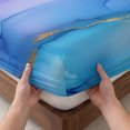 thumbnail image 3 of Full Size Fitted Sheet Set - Blue Purple Ombre 3 Piece Bedding Sets 16" Deep Pocket Fitted Sheet with 2 Pillowcases Marble Modern Ink Painted Abstract Brushed Microfiber Hotel Luxury Bed Sheets, 3 of 9