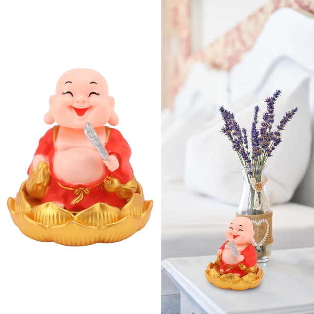 Estatua de Buda Solar, Adorno de Coche de Buda Maitreya, Diseño de Cara Sonriente, Ahorro de Energía, Decretación de Escrito para Hogar, símbolo de Suerte, Plástico