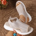 thumbnail image 2 of HVOBTTY Women's Summer Fashion Casual Solid Color Knit Mesh Hollow Out Breathable Soft Sole Sport Comfortable Sandals Lightweight Shoes Beige, 36, 2 of 5