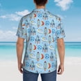 thumbnail image 4 of Balery Cartoon Rocket With Space Camisas hawaianas de manga corta para hombre, camisas playeras de corte holgado, camisas de vacaciones con botones,Small, 4 of 7