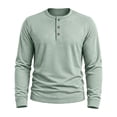 thumbnail image 2 of Resicozy Mens Henley Shirts Long Sleeve Casual T-Shirt Basic Lightweight Pullover Tees Mint Green L, 2 of 7