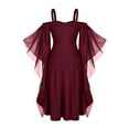 thumbnail image 4 of Hvyesh Women's Butterfly Sleeve Gothic Dress Cold Shoulder Halloween Costumes Medieval Steampunk Dress Black Witch Dresses, 4 of 6