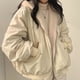 thumbnail image 4 of Chaqueta de algodón de pelo de cordero de doble cara de franela gruesa, abrigo de mujer, chaqueta de algodón con capucha y cremallera, 4 of 5