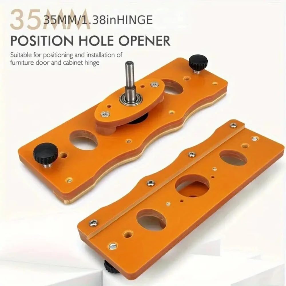 35mm Hinge Hole Drilling Guide Jig Cabinet Door Hinge Positioning and Punch Locator Woodworking Tool with Low Noise High-Speed Rotation Bearing