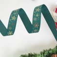 thumbnail image 4 of Metallic Christmas Ribbon with Reindeer and Snowflake Patterns, Gift Wrapping Ribbon for Tree Decorations, Flexible Polyester Ribbon for Holiday Crafts and Packages(Green,B), 4 of 7