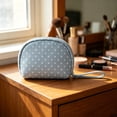 thumbnail image 2 of Deeceymbur Blue Polka Dot Toiletry Bag Portable Waterproof Cosmetic Storage Pouch Multifunctional Organizer for Travel Daily Use, 2 of 6