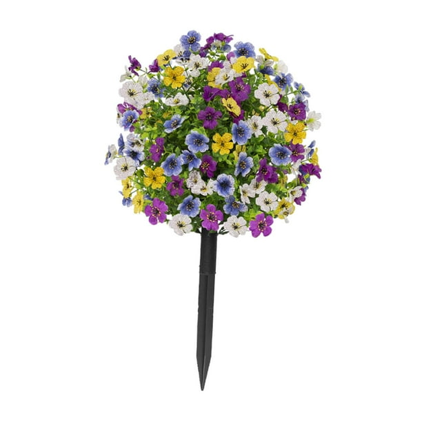 Estaca de jardín de flores violetas artificiales Flor violeta realista Foto multiusos Púrpura amarilla blanca