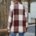 thumbnail image 4 of Nokdvo Women's Flannel Plaid Shackets Jackets Long Sleeve Button Down Shirts Oversized Fuzzy Fleece Jackets Fall Fashion Casual Coat Tops Wine M, 4 of 4