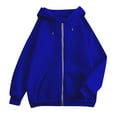 thumbnail image 5 of ELFINDEA Womens Coats Jackets for Women Casual Fashion Solid Color Long Sleeved Zippered Hooded Sweatshirt Womens Tops Royal Blue L, 5 of 5