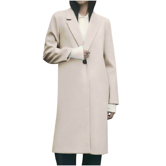 Drses Women Winter Wool Blend Camel Mid-Long Coat Notch Double-Breasted Lapel Jacket Outwear