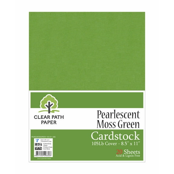 Pearlescent Moss Green Cardstock - 8.5 x 11 inch - 105Lb Cover - 20 Sheets - Clear Path Paper