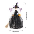 thumbnail image 3 of Halloween Witch Tree Topper Decoration Black Witch with Broom Halloween Ornament for Home Decor, 3 of 5