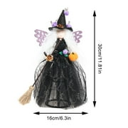 Halloween Witch Tree Topper Decoration, Crashing Witch into Tree Halloween Decoration, Black Witch with Spider Web Dress, Witch Hat and Witch Broom Halloween Ornament for Home Decor