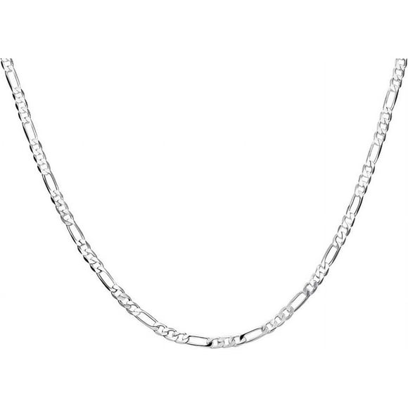 GFDYREE Fashion Jewelry 16-30 inches Figaro Chain Necklace 4MM 925 Sterling Silver Figaro Link Chain for Men Women (16 inches)
