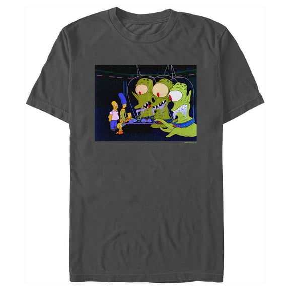 Men's The Simpsons Kang and Kodos  Graphic Tee Charcoal 2X Large