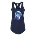thumbnail image 2 of Wolf Howling at the Moon | Womens Animal Lover Jersey Racerback Tank Top, Navy, X-Large, 2 of 3