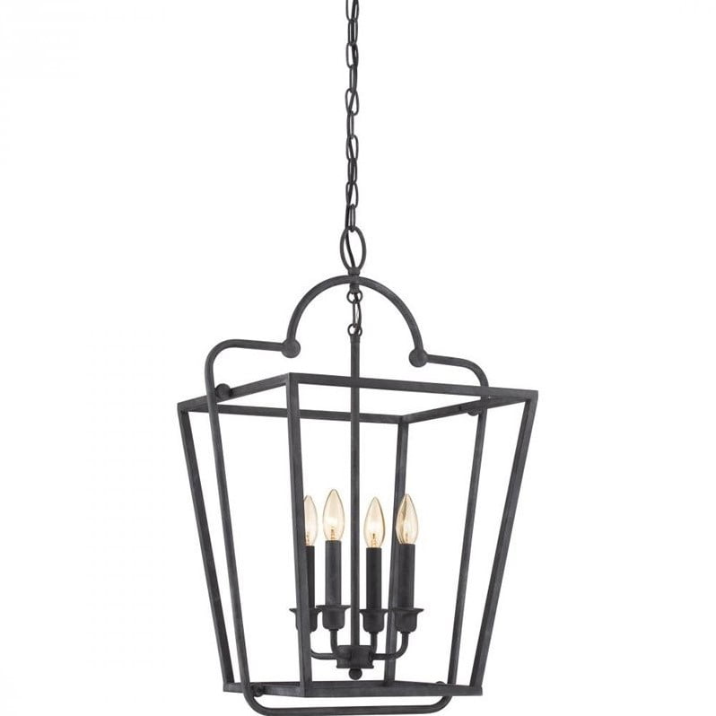 Quoizel Ridge Manor Cage Chandelier With 4 Lights In Mottled Black