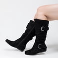 thumbnail image 6 of Love Steetly Women's Extra Wide Calf Knee High Boots, Slouchy Double Buckle Flat Fall Winter Boots., 6 of 7