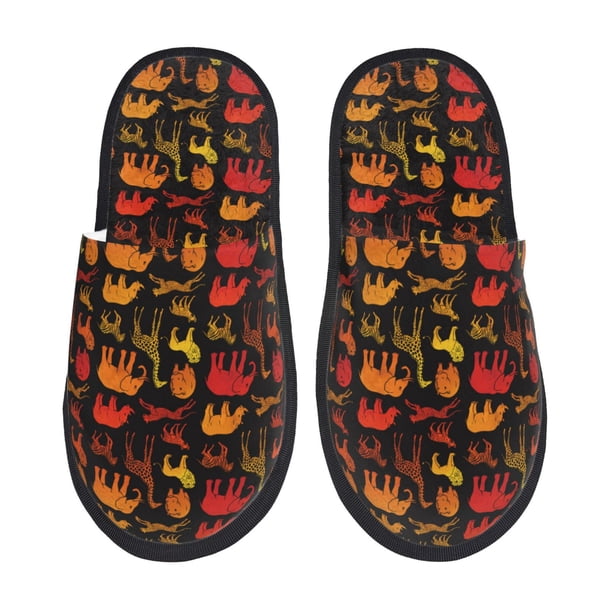 Balery Animal Pantuflas de Casa de Felpa Silenciosas con Diseño Estampado, Zapatillas Cómodas Antideslizantes de Algodón para Interior-Medium