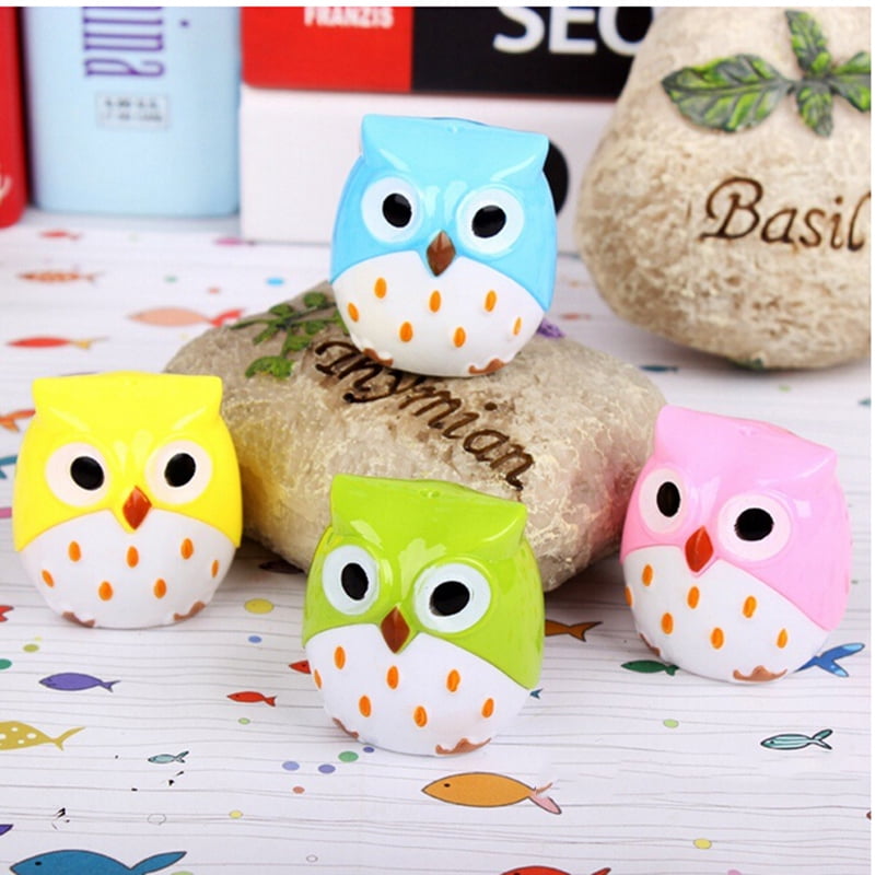 2Pcs Mini Funny Cute Lovely Owl Pattern Pencil Sharpener School Kids Favorite 