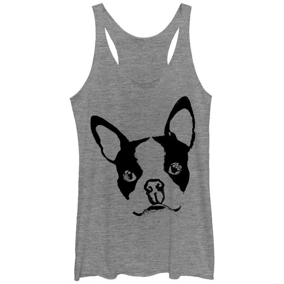 Women's Lost Gods Boston Terrier Dog Racerback Tank Top Gray Heather X Large