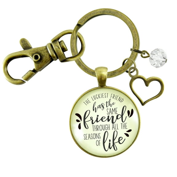 Best Gutsy Goodness Bronze Keychain Luckiest Has the Same Seasons of Life Quote Keepsake Jewelry