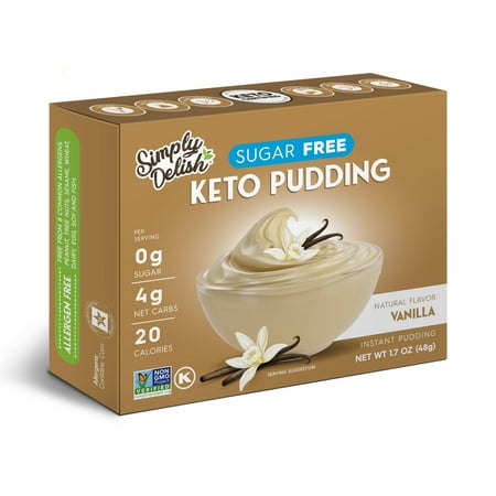Simply Delish Natural Instant Vanilla Pudding - Sugar Free, Non GMO, Gluten Free, Fat Free, Vegan, Keto Friendly - 1.7 OZ (Pack - 3)