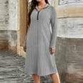 thumbnail image 4 of ClodeEU Women's Plus Size Long Sleeve Lapel Neck Half Zip Dress,Casual Trendy Loose Dress Gray,Womens Plus XXXXXL, 4 of 6