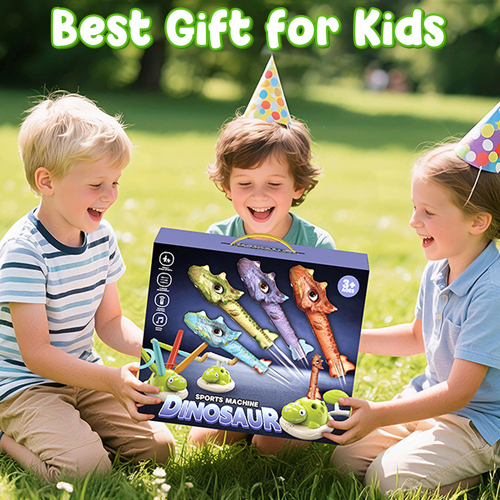 iFLOVE 3 in 1 Outdoor Toys for Kids - Rocket Game / Rope Jump Machine / Ring Toss Game, Garden Sports Toys for Boys Girls Ages 3 and up Birthday Gift