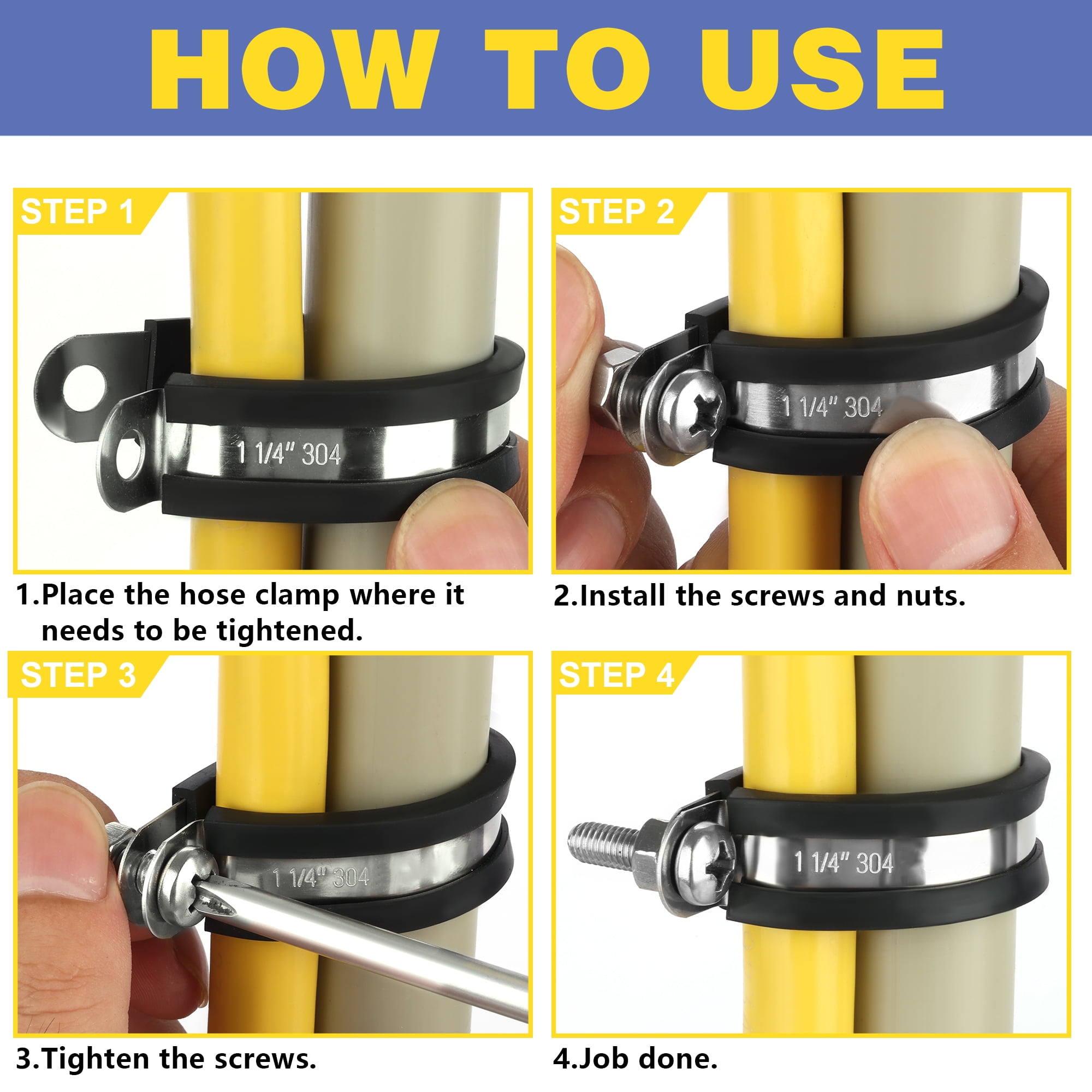 Buy 110PCS Cable Clamps Kit,10 Sizes 1/4 5/16 3/8 1/2 5/8 3/4 1 11/4 1