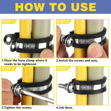 60-Piece Stainless Steel Cable Clamp Kit - 7 Sizes With Rubber Cushion, 304 SS