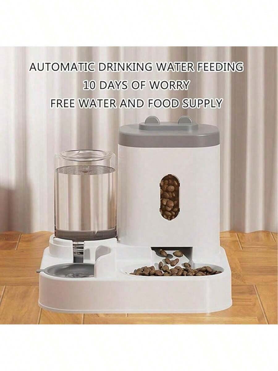 Dog Bowl Cat Food Bowl 2 In 1 Pet Automatic Feeder And Waterer Food Container Supplies, Extra-Large Capacity 2500 Ml,Suitable For Puppies And Kittens