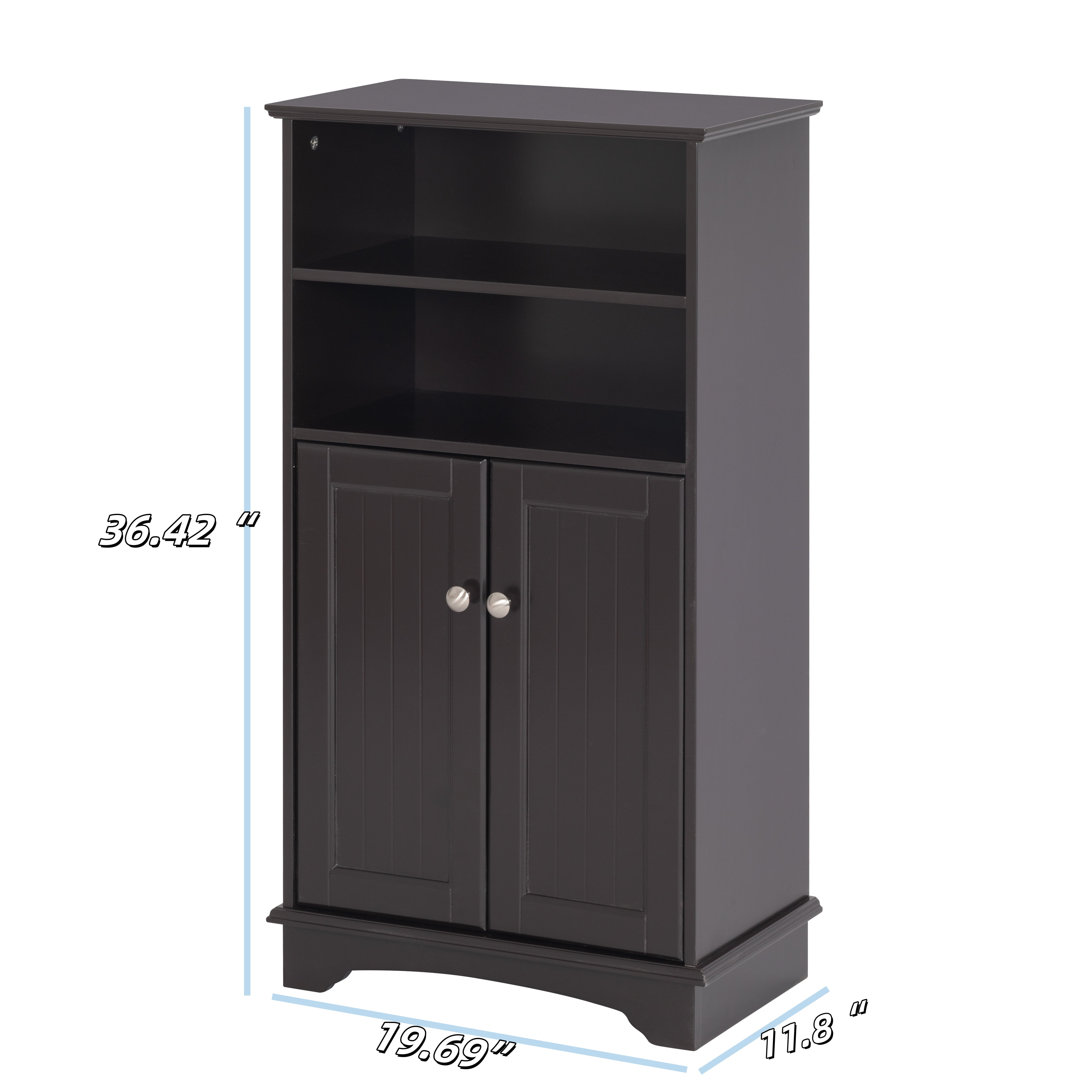 STAROUS  Bathroom Storage Cabinet - Wood Floor Cabinet with Double Doors Adjustable Shelf Free Standing Storage Organizer for Bathroom, Bedroom, Living Room (Espresso)