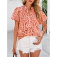 thumbnail image 3 of Blusa MASCOMODA de chifón floral bohemio de manga corta para mujer, 3 of 7
