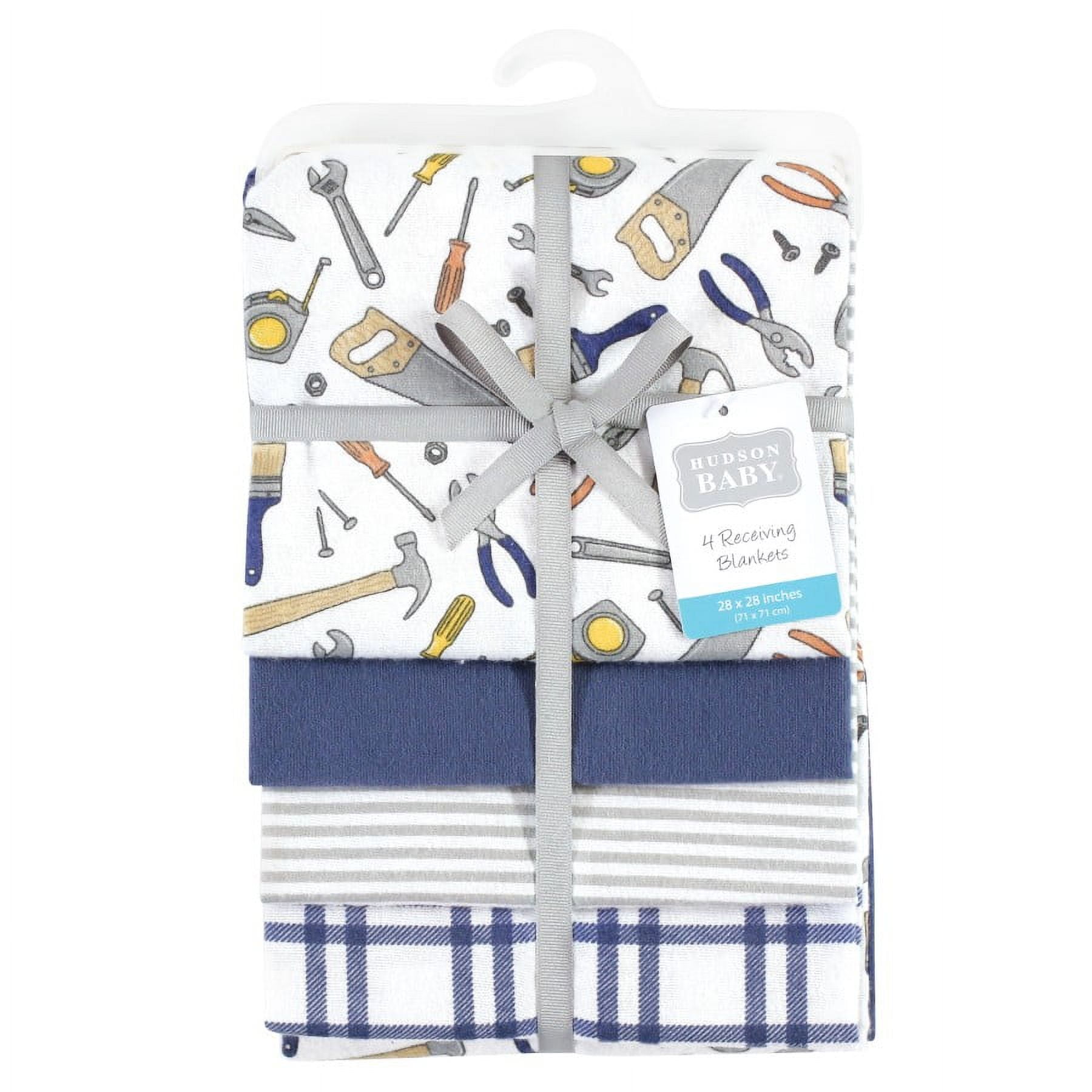 Hudson Baby Unisex Baby Cotton Poly Flannel Receiving Blankets, Construction Work, One Size