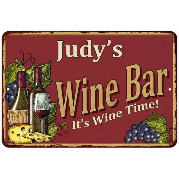 Judy's Red Wine Bar Sign 8 x 12 High Gloss Metal 208120054070